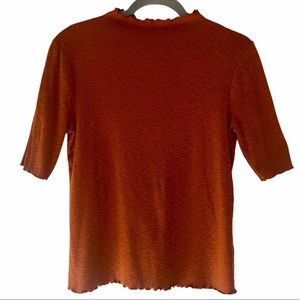 Marled Essentials Curled Mock Neck Top